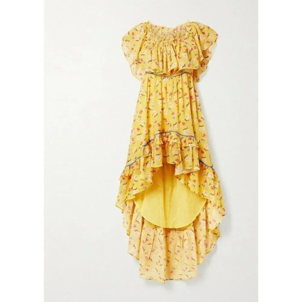 love shack fancy yellow maxi dress LoveShackFancy Yellow Silk Maxi Dress by LoveShackFancy